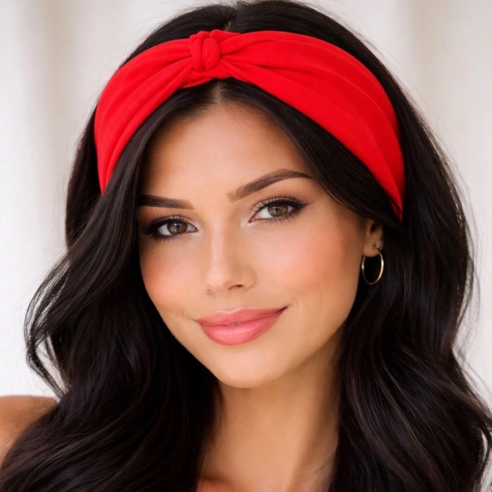 H&M Red Twist Knot Headband 100% Polyester Bold Statement Hair Accessory